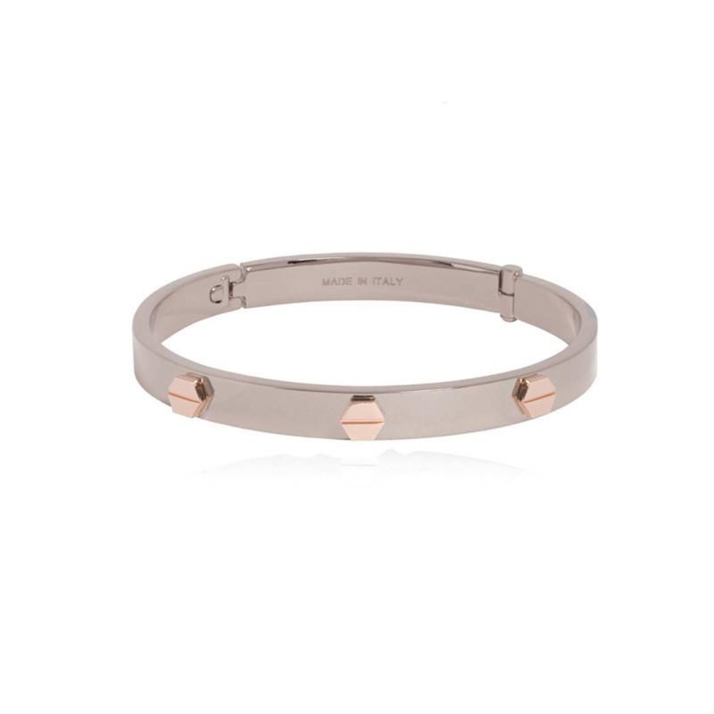 TOV ESSENTIALS Rose White Gold Fine Rivets Bangle